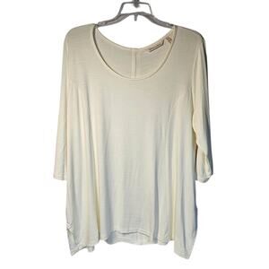 Soft Surroundings Cream 3/4 Sleeve Tunic with Back Zipper Size PXL